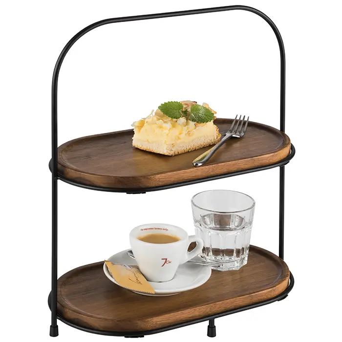 Soporte Buffet 2 Alturas Intercambiable Acero / Madera 31X17X37,5 Cm.