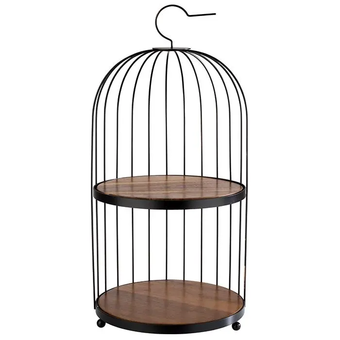 Soporte Buffet 2 Alturas Acero / Madera Birdcage 26X54 Cm.