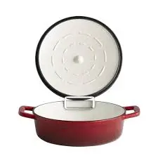 Cacerola Fundicion Con Tapa Roja 25X7 Cm.
