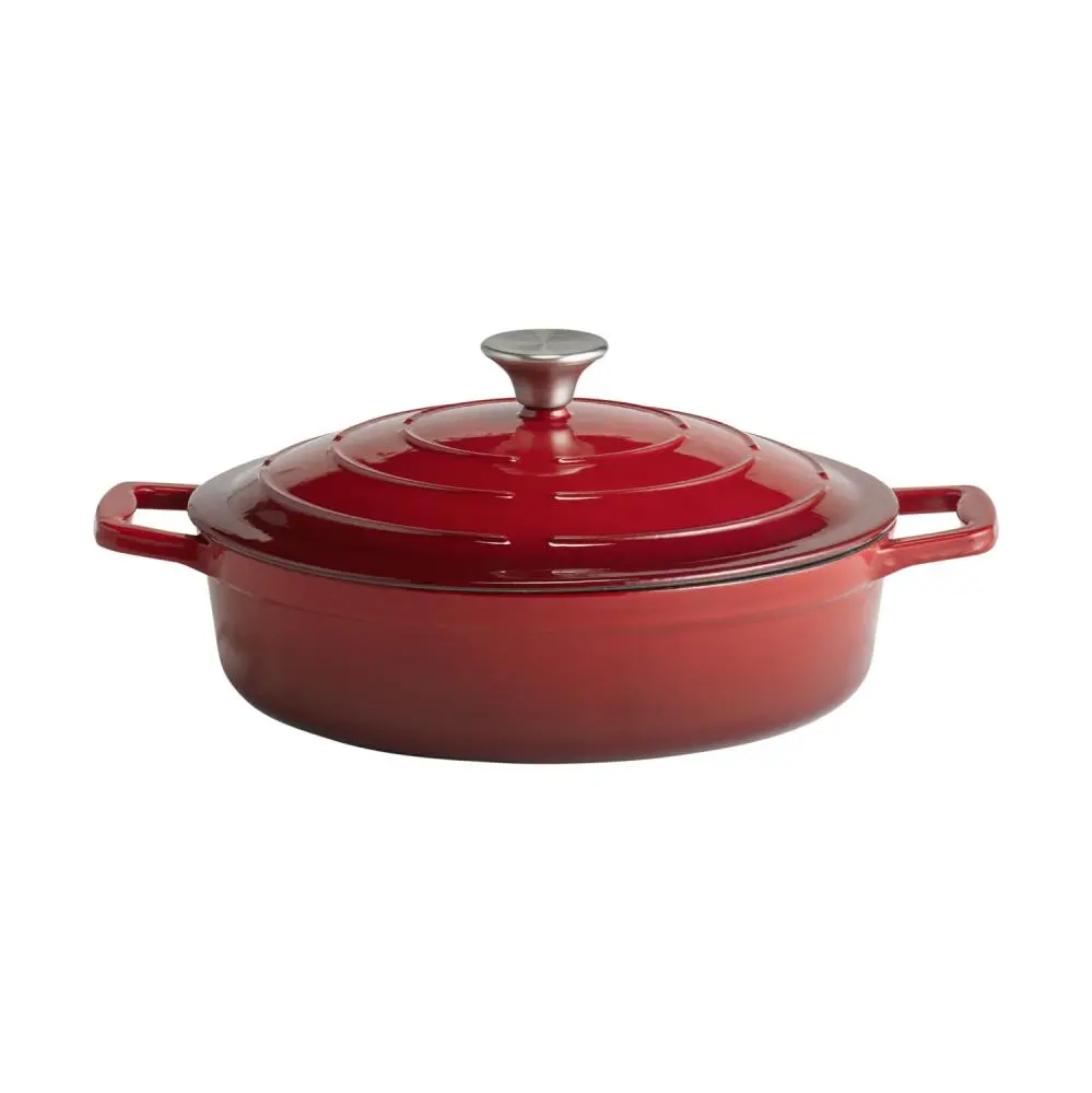 Cacerola Fundicion Con Tapa Roja 28X7 Cm.