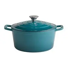 Olla Fundicion Con Tapa Turquesa 25X11 Cm.