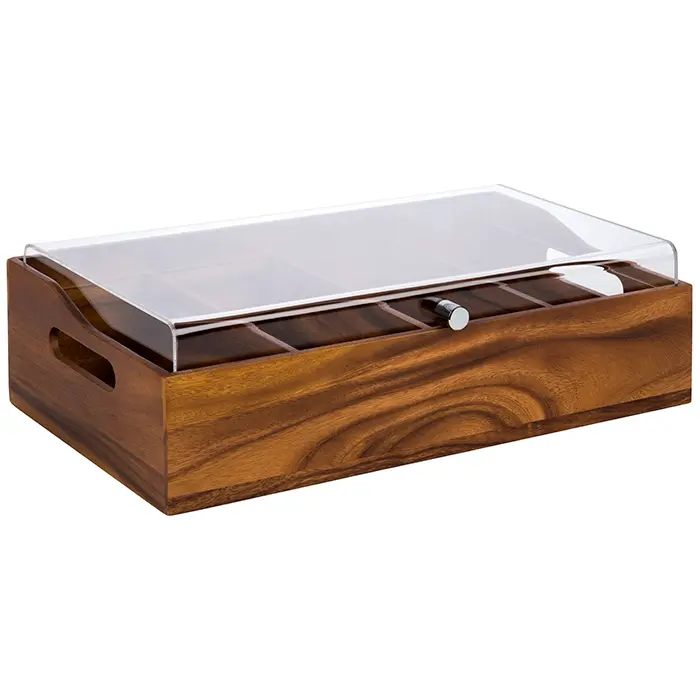 Cubertero Acacia 4 Compartimentos Con Tapa Pc. 51X28X14,5 Cm.