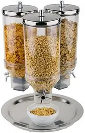 Dispensador Cereales Buffet Triple Base Inox.