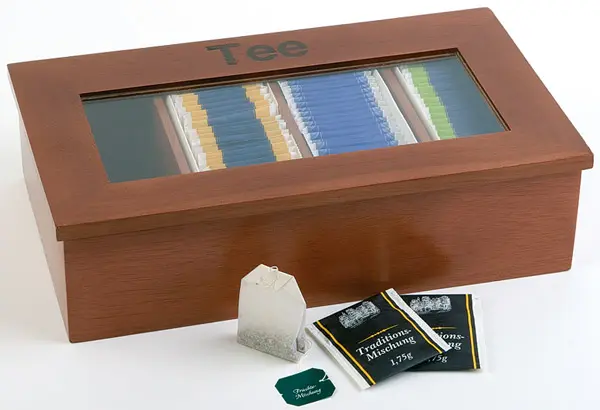 Caja Infusiones Madera 4 Compartimentos 33,5X20X9 Cm.