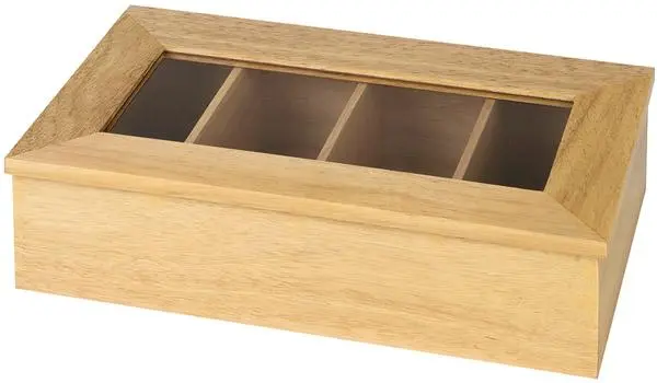 Caja Infusiones Madera 4 Compartimentos 35,5X20X9 Cm.