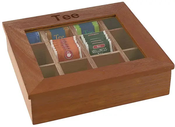 Caja Infusiones Madera 12 Compartimentos 31X28X9 Cm.