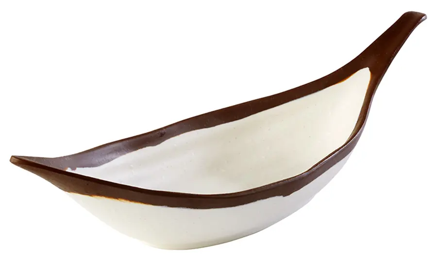 Fuente Oval Melamina Crocker Beige 30.5X10 Cm.