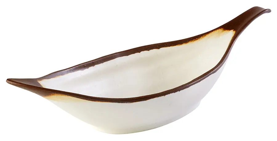 Fuente Oval Melamina Crocker Beige 42X14 Cm.