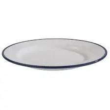 Zz26 Plato Postre Enamel Look Melamina Filo Azul 20,5 Cm.