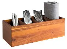Organizador Madera Acacia 4 Compartimentos 36X14X12,5 Cm.