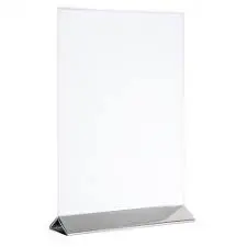 Porta Menu Acrilico Base Inox. 10,5X7X17 Cm.
