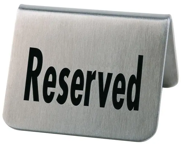 Placa Reserved Inox. 5,5X5X3,5 Cm. 2 Unidades