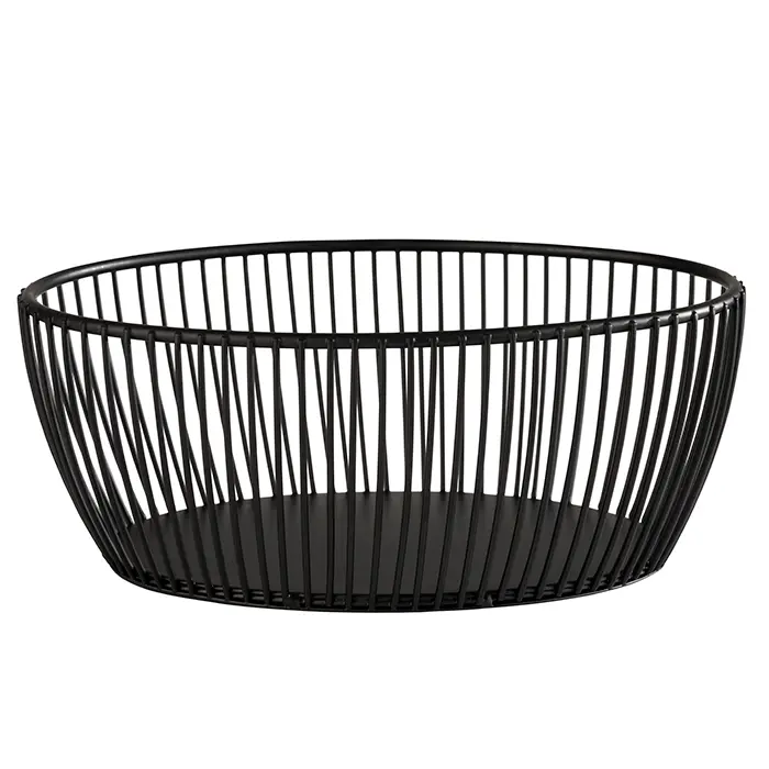 Cesta Metalica Negra Oval 20X15X8 Cm.