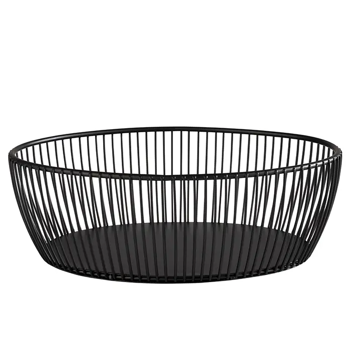 Cesta Metalica Negra Oval 24X19X8 Cm.
