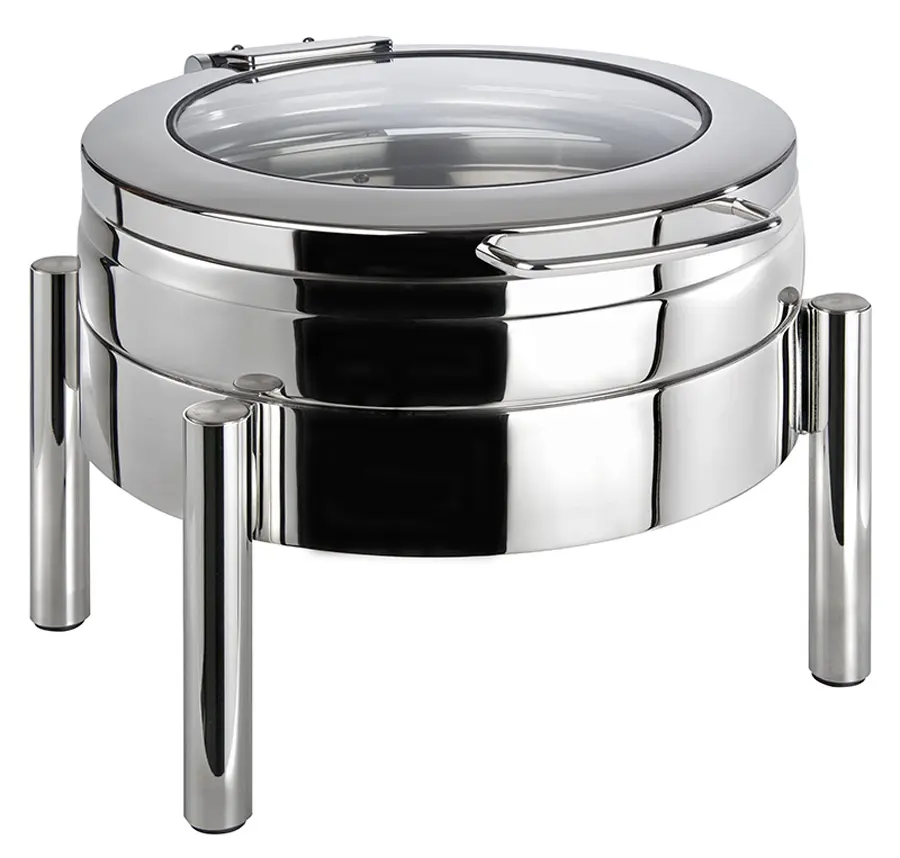 Chafing Dish Redondo Premium Tapa Cristal 44X54X33 Cm.