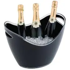 Zz26 Champanera Acrilica Negra Oval 27X20X21 Cm.