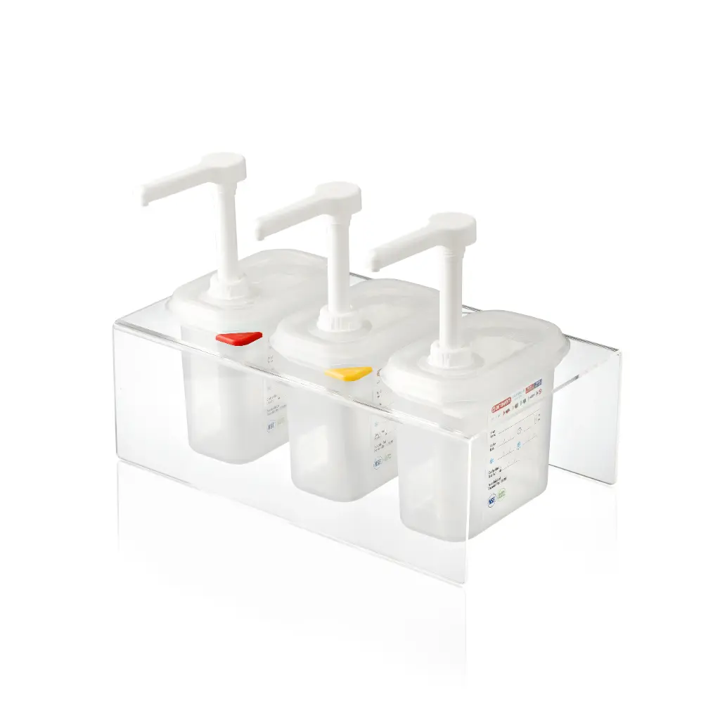 Dispensador Salsas Pp. C/Bomba Triple Gn. 1/9 1,5 L.