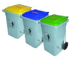 Cubo Basura C/Pedal Y Ruedas Amarillo 100 L.