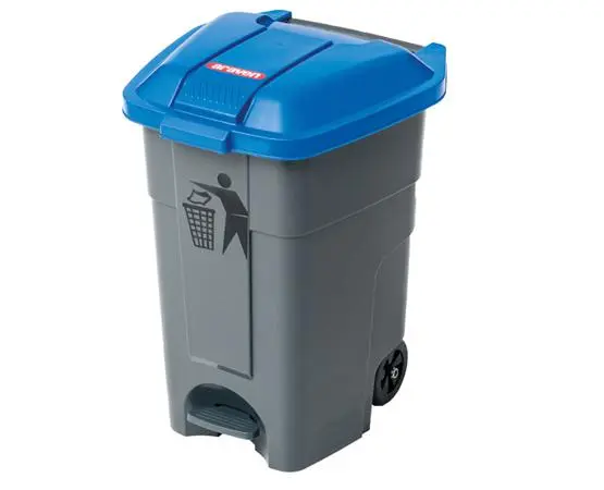 Cubo Basura C/Pedal Y Ruedas Azul 50 L.