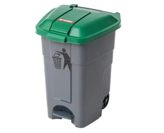 Cubo Basura C/Pedal Y Ruedas Verde 50 L.