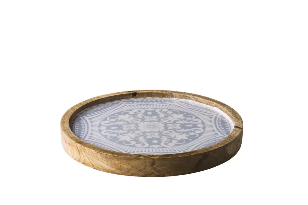 Plato Madera Marrakech Azul 25 Cm.