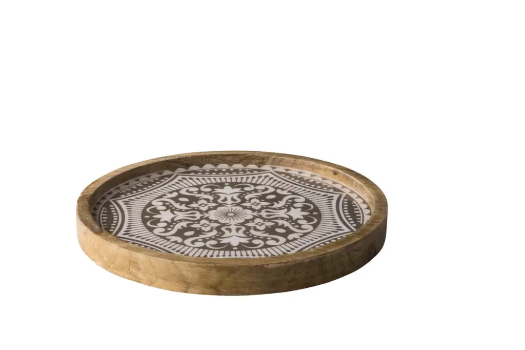 Plato Madera Marrakech Gris 25 Cm.