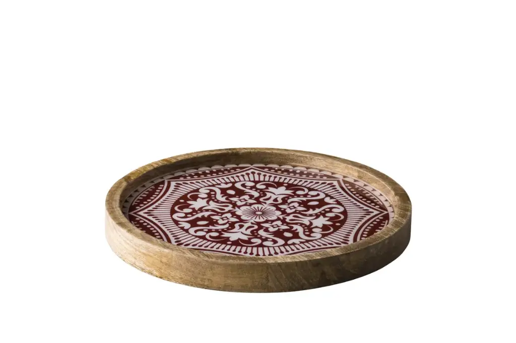 Plato Madera Marrakech Rojo 25 Cm.