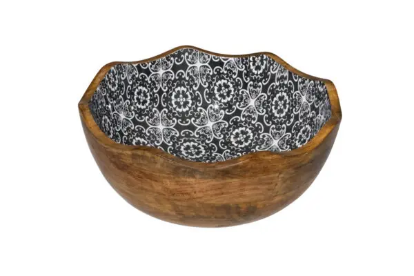 Ensaladera Wooden Black Flower 30X11 Cm.