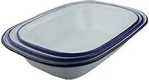 Fuente Enamel Filo Azul 18X13.5X4 Cm.