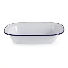 Fuente Rectang. Enamel Filo Azul 28X23X4.5 Cm