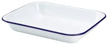 Fuente Rectang. Enamel Filo Azul 31X25X5 Cm.