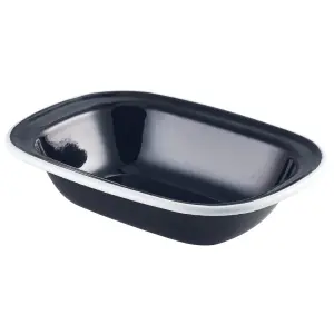 Fuente Enamel Negra Filo Blanco 18X13.5X4 Cm.