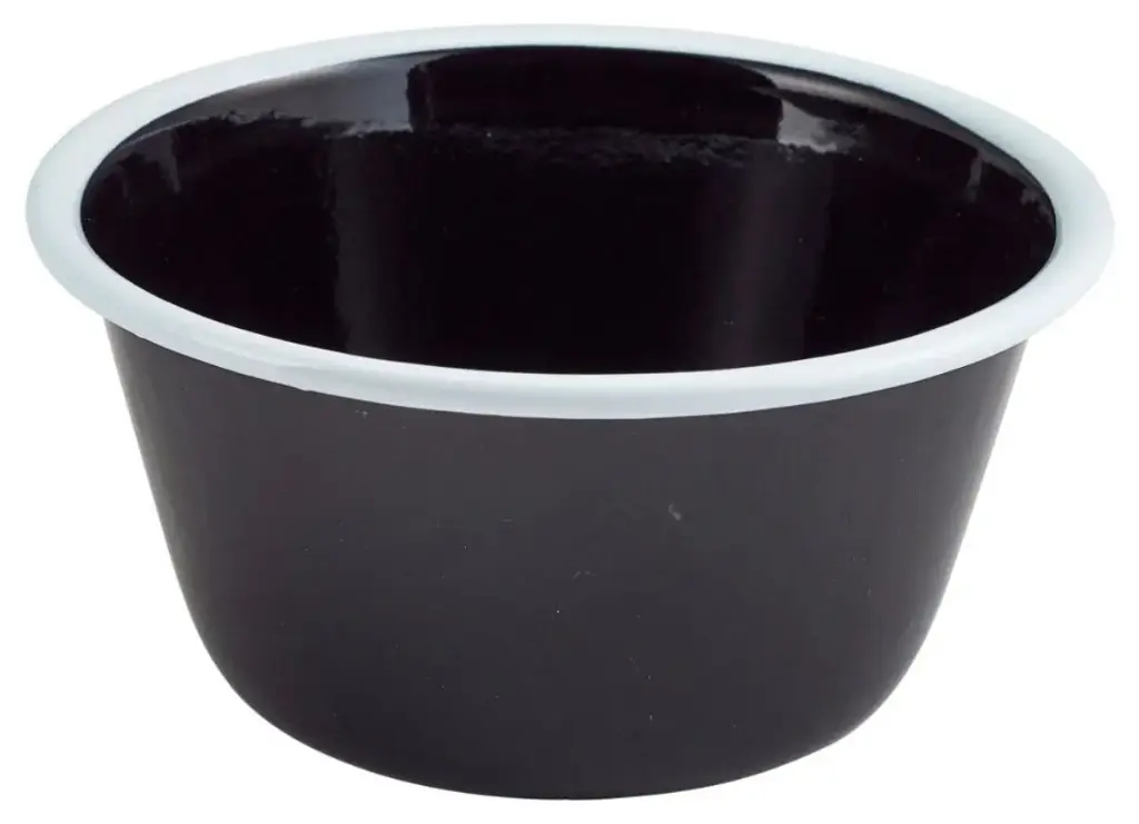 Bol Enamel Negro Filo Blanco 12X6 Cm.