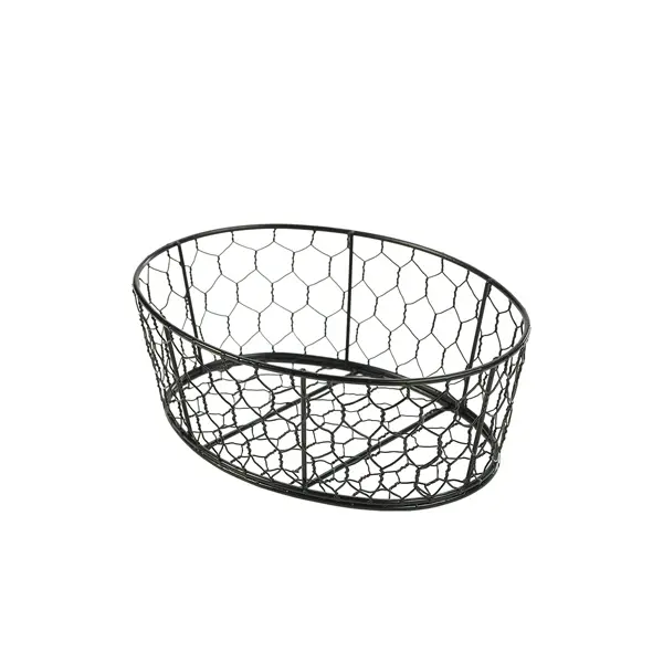 Cesta Degustacion Alambre Negra Oval 23X17X10
