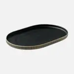 Fuente Oval Coupe Nara Relieve Bicolor Blanco Negro 30X20 Cm.
