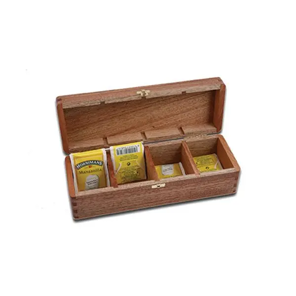 Caja Infusiones Madera 4 Comp. 24X9.5X7.5 Cm.