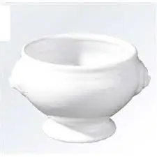 Sopera Cabeza De Leon Porcelana Blanca 3 L. 19,5 Cm.