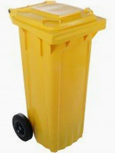 Cubo Basura Amarillo Con Ruedas 120 L.
