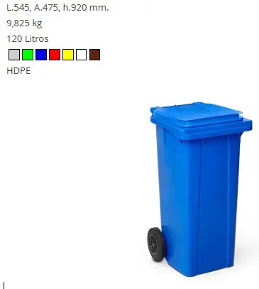 Cubo Basura Gris Con Ruedas 120 L.