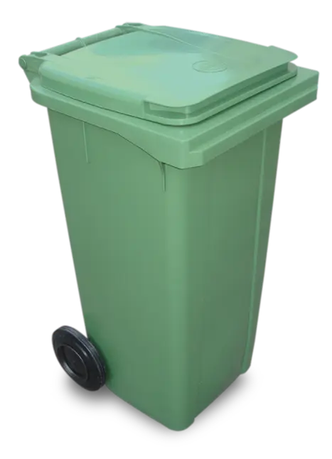 Cubo Basura Verde Con Ruedas 120 L.