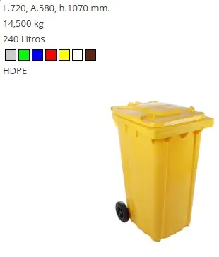 Cubo Basura Verde Con Ruedas 240 L.