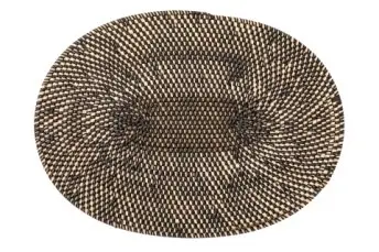Mantel Individual Rattan Negro Oval 40X30 Cm.