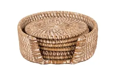 Posavasos Rattan Blanco 6 Unidades 10 Cm.