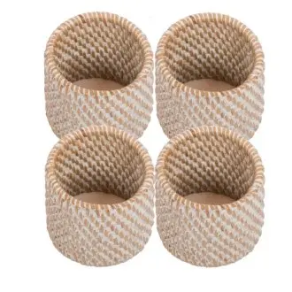 Servilletero Rattan Blanco 4 Unidades  5X4,5 Cm.
