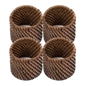 Servilletero Rattan Marron 4 Unidades  5X4,5 Cm.