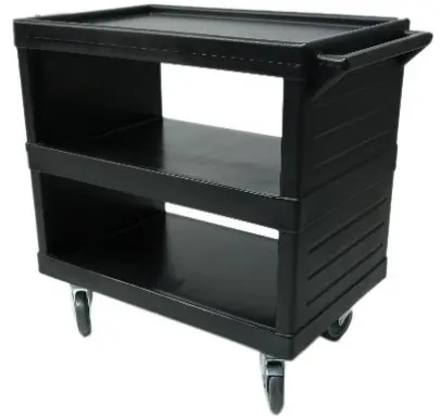 Carro Servicio Especial Abierto Polietileno Negro 3 Niveles 85X52X88 Cm.
