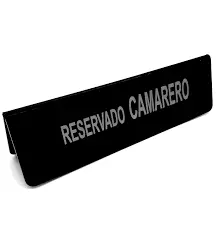 Reservado Camarero Metacrilato Negro 28X8,5 Cm.