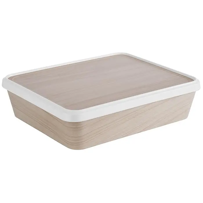 Zz26 Caja Para Comida Con Tapa Melamina Negra 30X25X8 Cm.