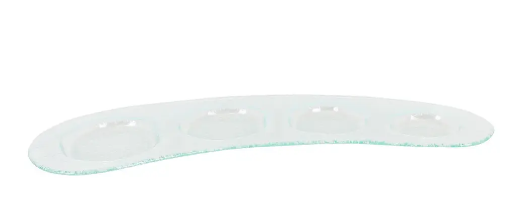 Zz26 Fuente Degustacion 4 Compartimentos Baecula Vidrio 49X16X1,5 Cm.