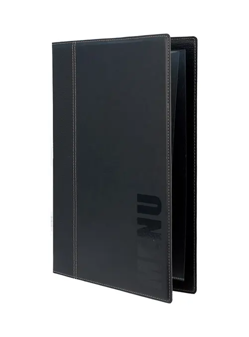 Porta Menu classic Simil Cuero Negro A4